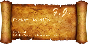 Ficker Jolán névjegykártya